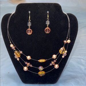 Paparazzi Gold and Pink Multi-Strand Necklace Set